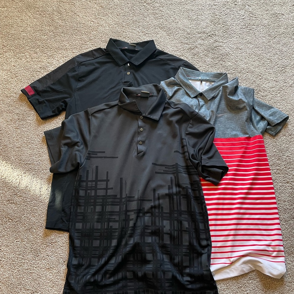 Lot of three Tiger Woods collection, golf polo by Nike.